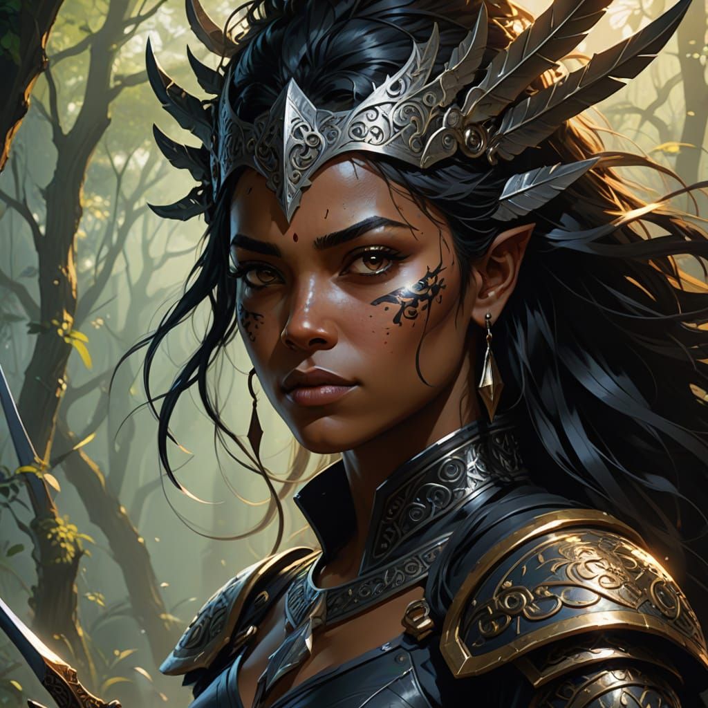 Surreal Fantasy Warrior in a Dramatic Low Angle Shot