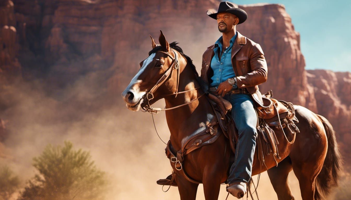 Hyperrealistic Will Smith as Cowboy in the West