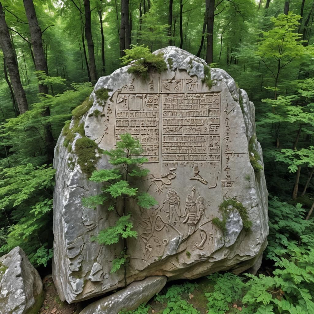 Ancient Cuneiform Scroll in Misty Forest