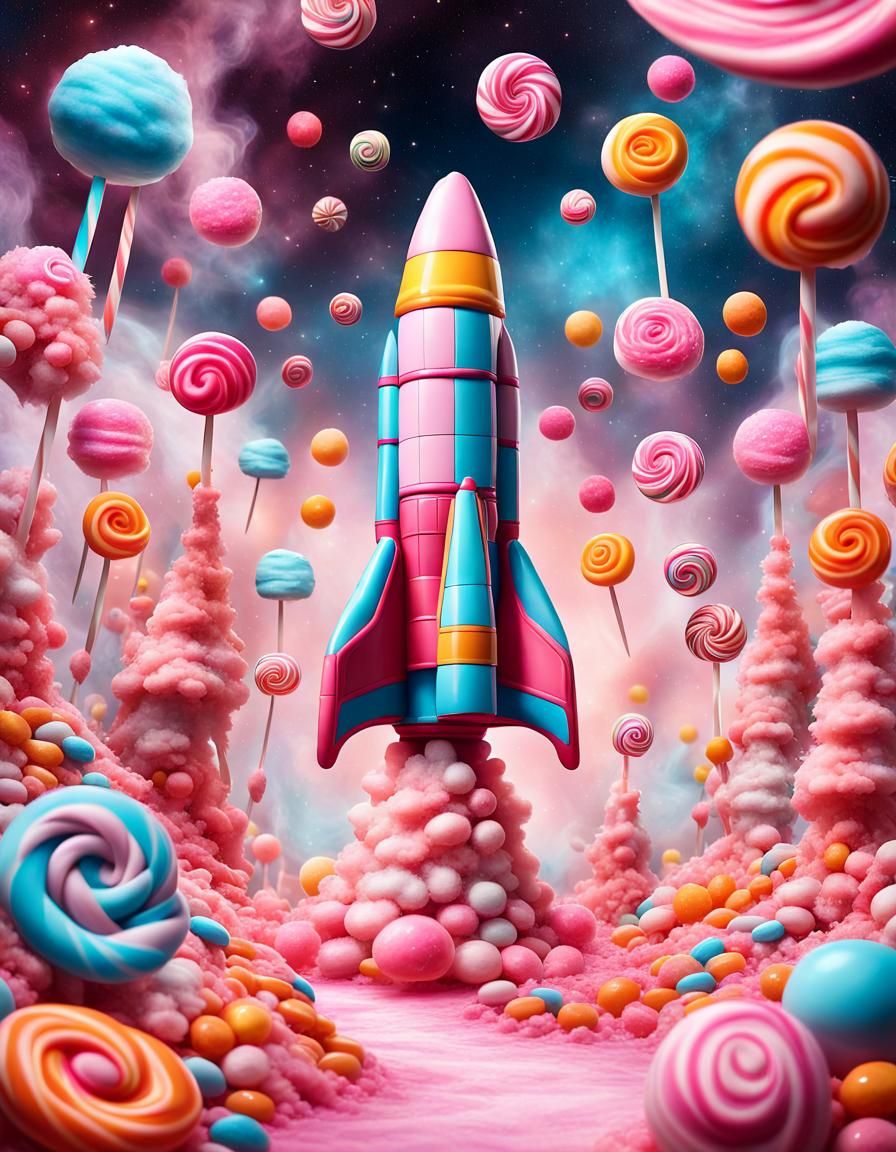 Candy Spaceship Launching into Candy Galaxy