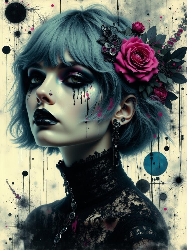 Gothic Abstract Portrait of a Young Woman