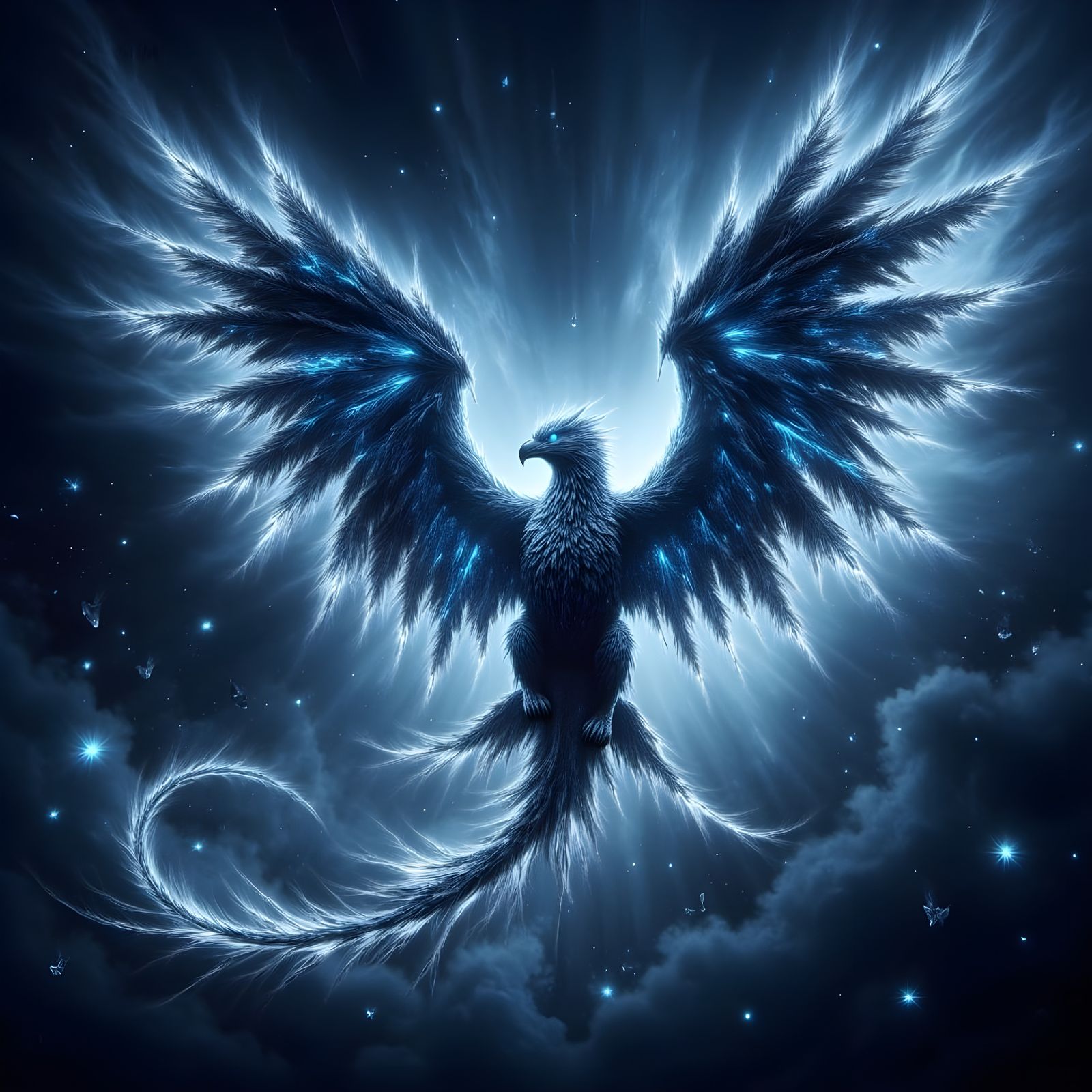 Dragon Under Starry Winter Wonderland