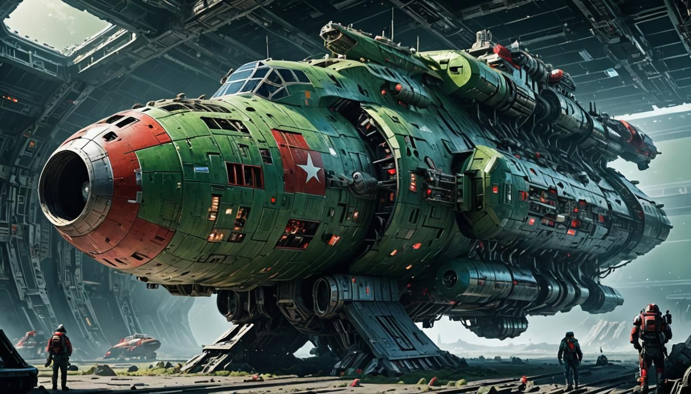 Gigantic Space Cruiser in Hyperrealistic Style
