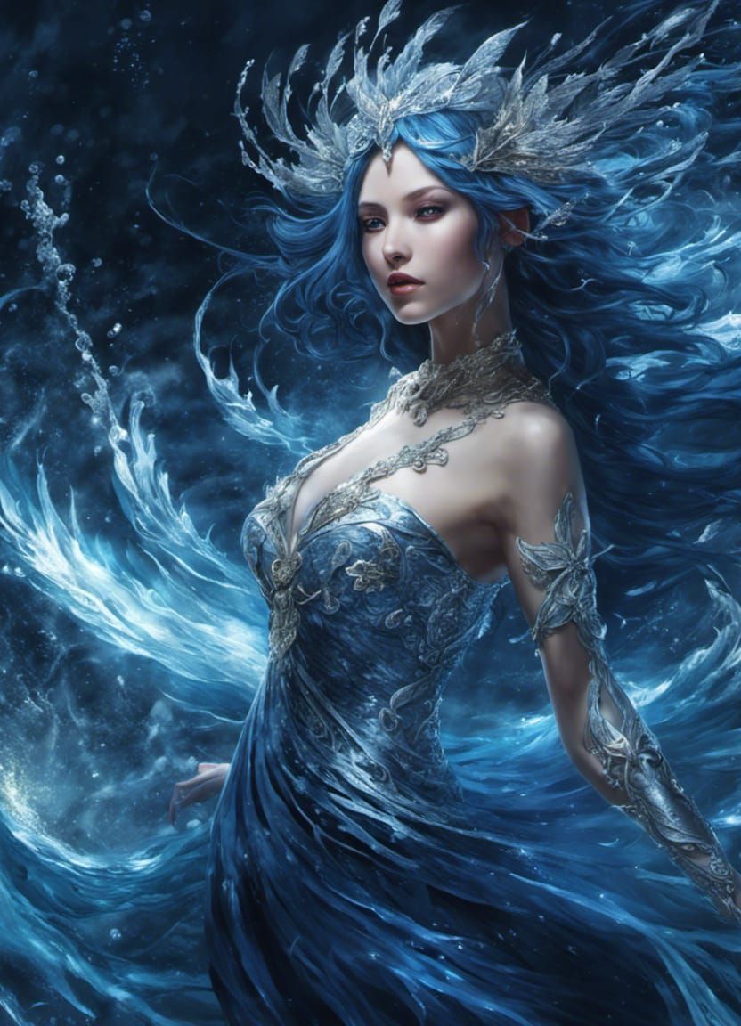 Water Elemental Rising: Fantasy Art
