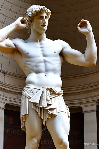 Statue of David Wearing Shorts: Hyperdetailed Concept Art