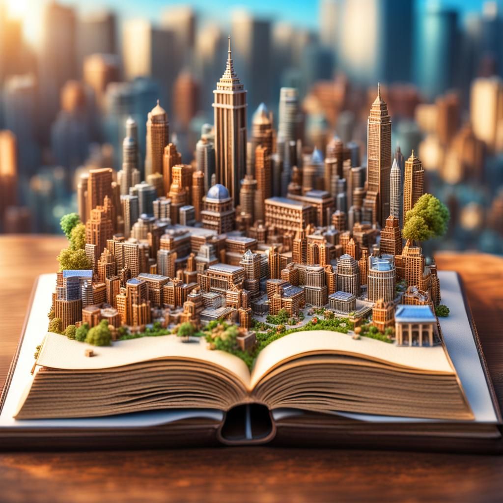 Miniature City Rises from Open Book