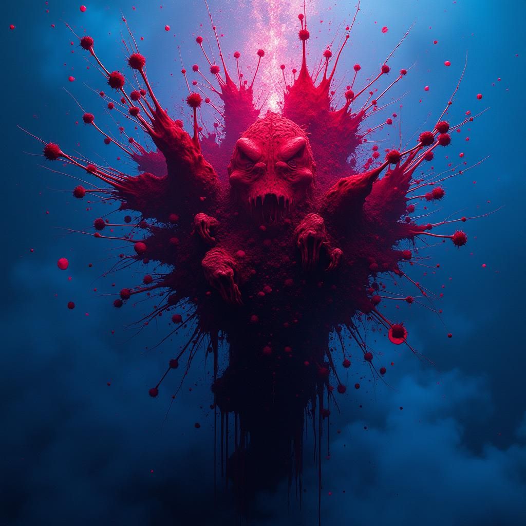 Intricate Inkblot Crime Scene in Dark Fantasy Style