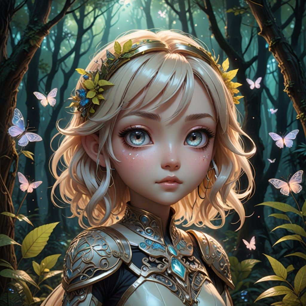Whimsical Chibi Capabara in Vibrant Fantasy Forest