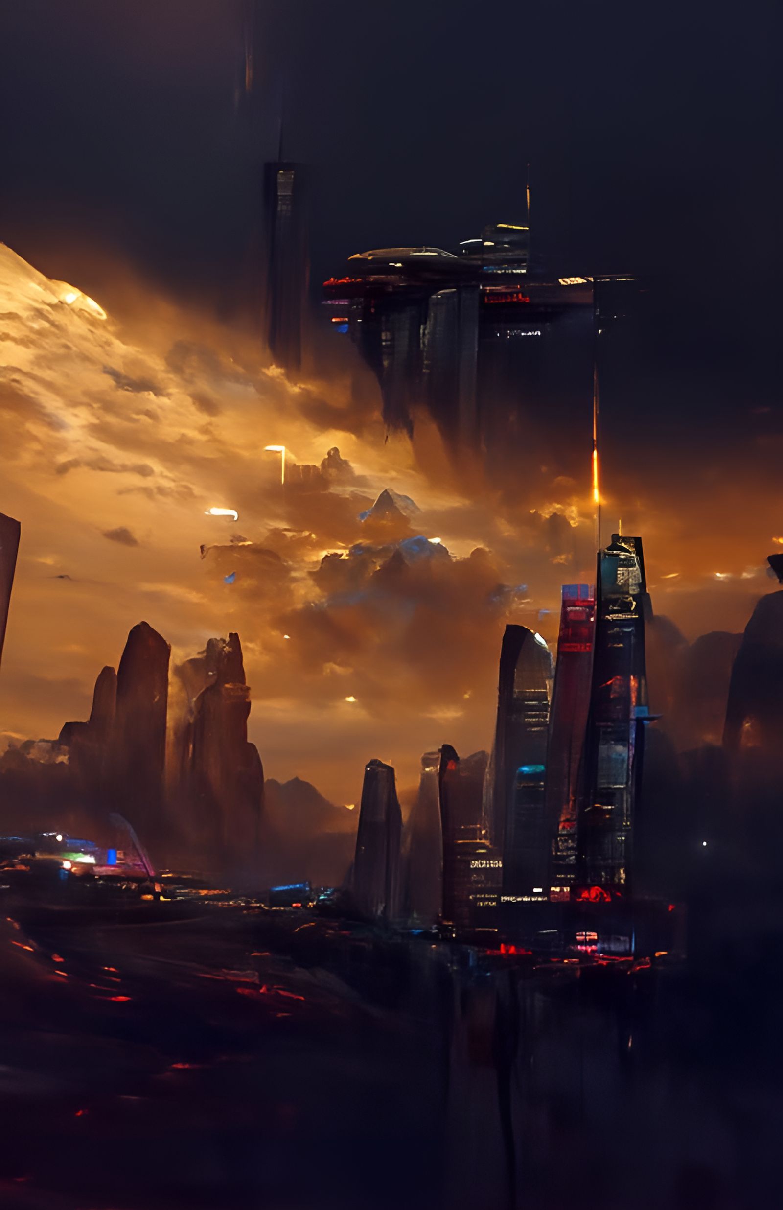 Cyberpunk Ruins in Space: Digital Matte Painting