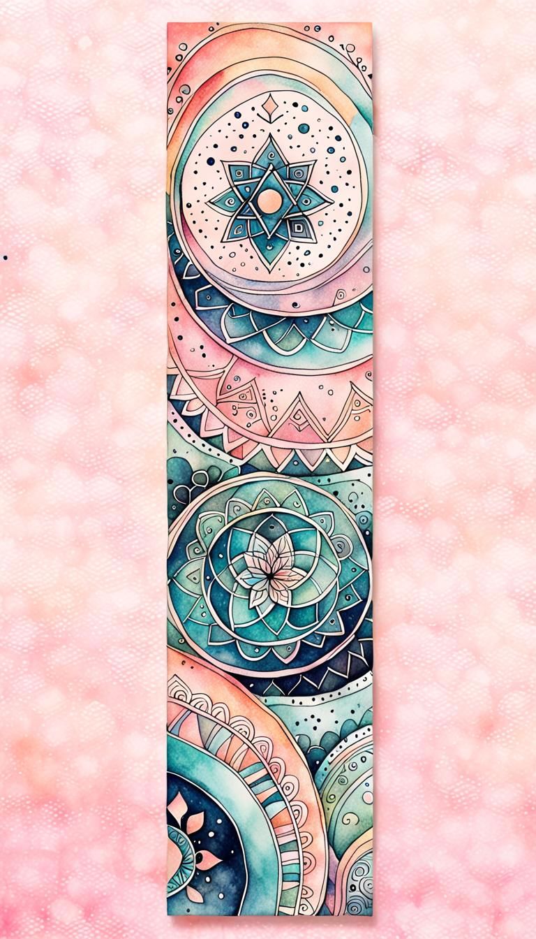 Watercolor Bookmark with Geometric Ornament