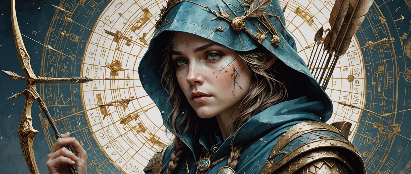 Porcelain Arrow Exits Bow in Gouache Style