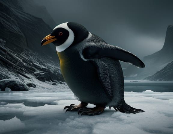 Grotesque Penguin Horror Concept Art in Hyperrealistic Style