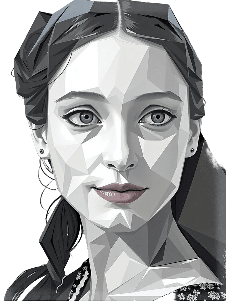 Young Woman Portrait in Cubist Style