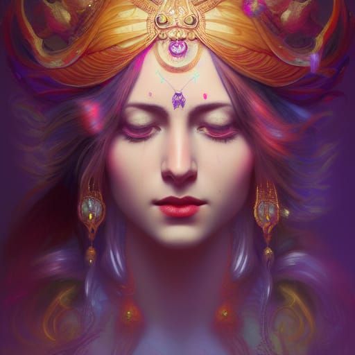 Radiant Portrait of Radha and Krishna