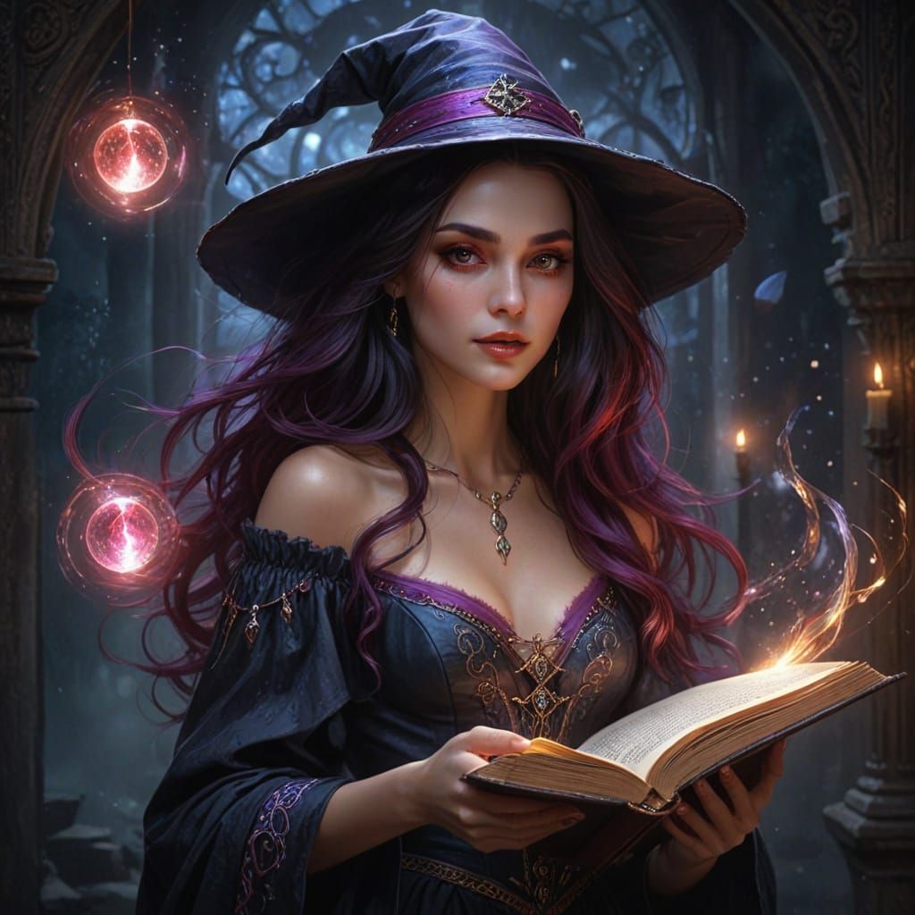 Enchanting Witch in Mystical Realism Style