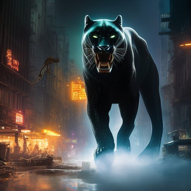 Hyperrealistic Black Panther in Dreamy 3D Art Style