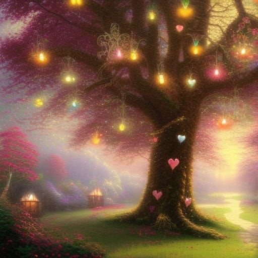 Ethereal Tree of Love with Fairy Lights