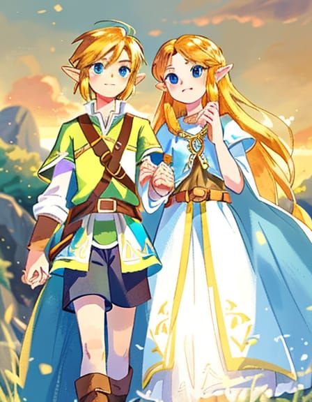 Link and Zelda: A Romantic Fantasy Portrait