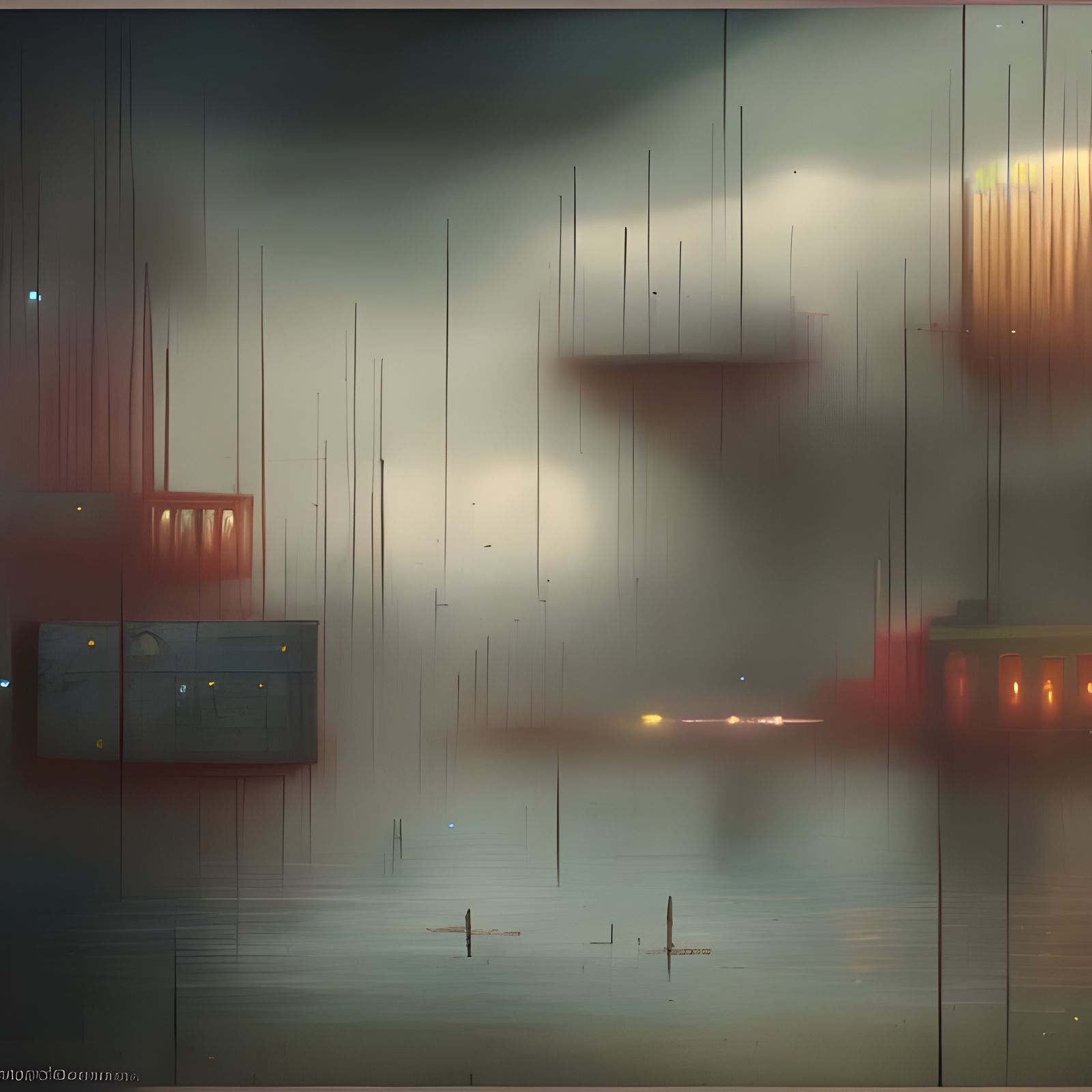 Abstract Cycles with Golden Highlights, Matte Painting