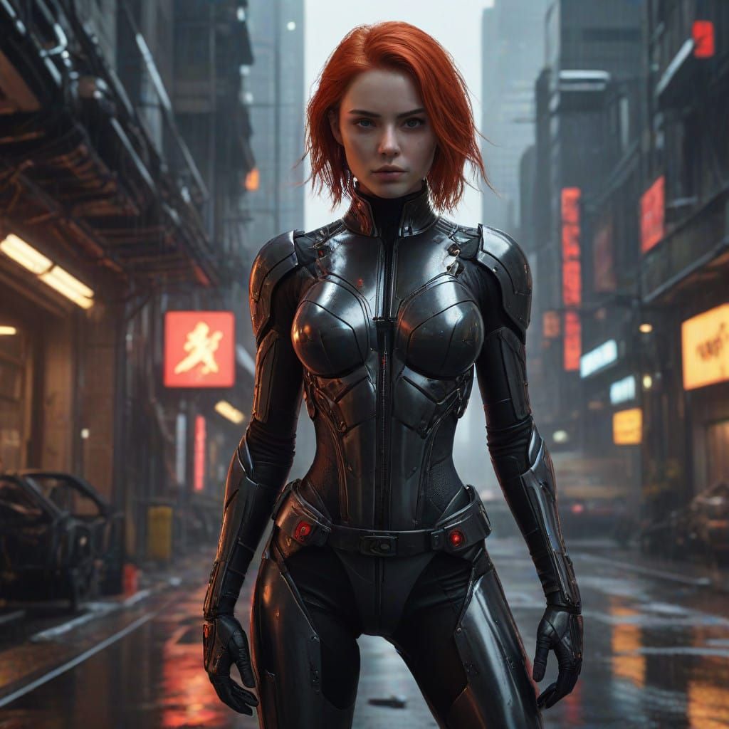Cyberpunk Goddess in Futuristic Armor