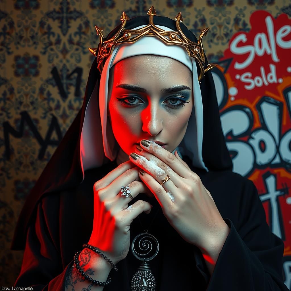 Nun with Thorned Halo in Surreal Photography