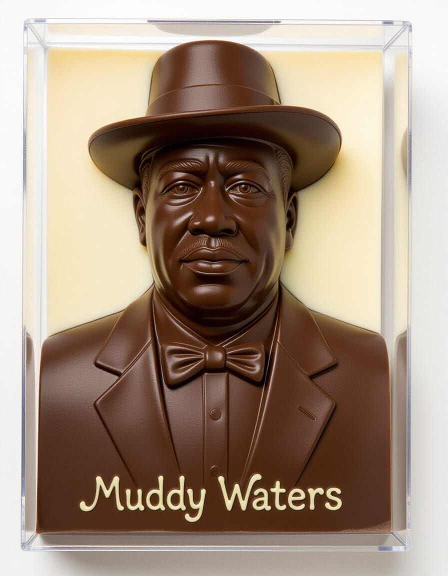 A chocolate sculpture of Muddy Waters