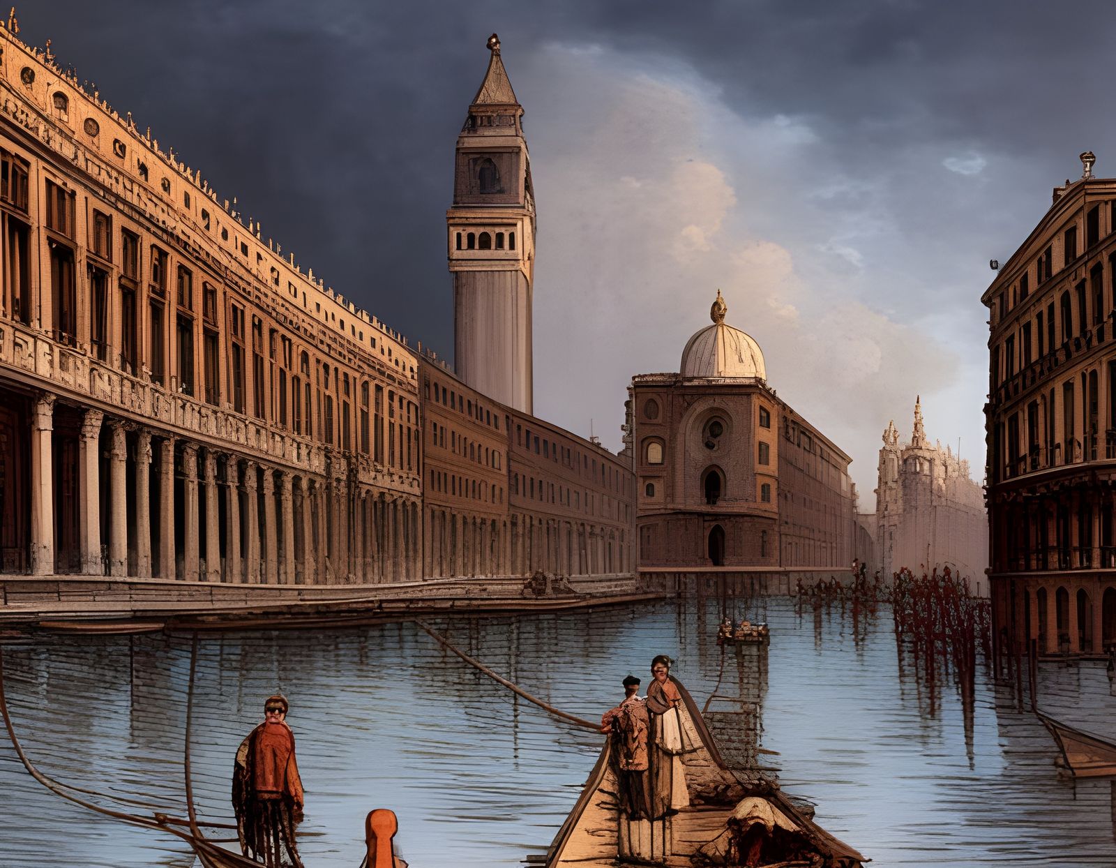 Venice Storm: Canaletto Meets Moebius in Digital Art