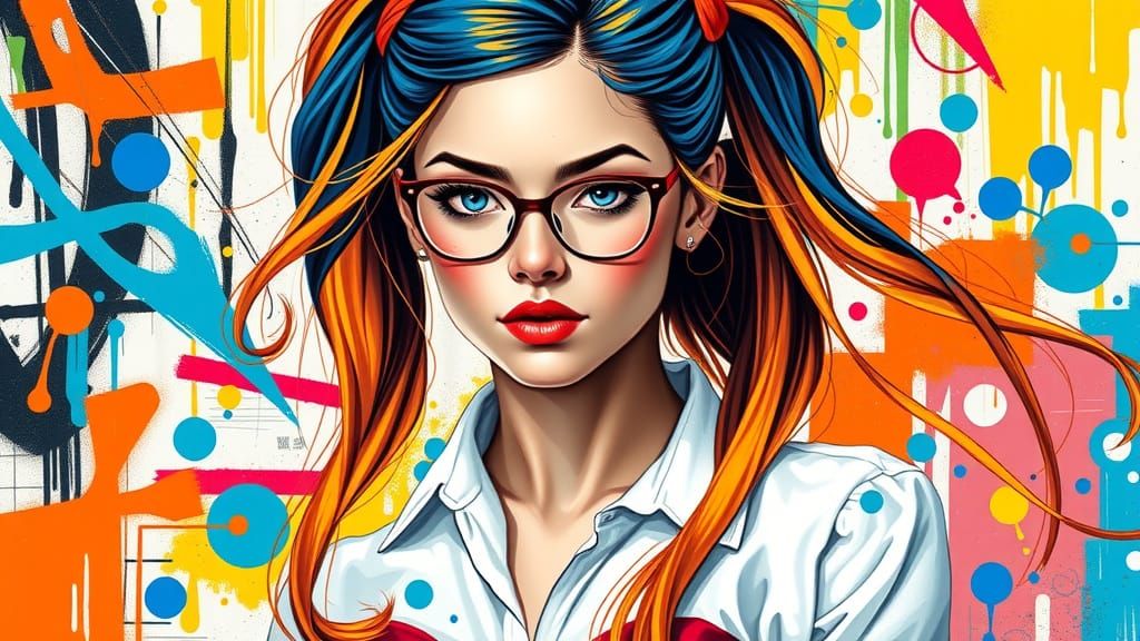 Vibrant Portrait of a Modern Siren in Expressive Colors