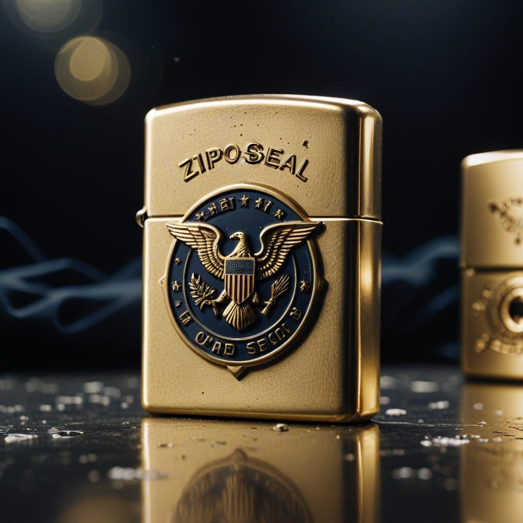 Gold Zippo Lighter with Navy Seal Emblem