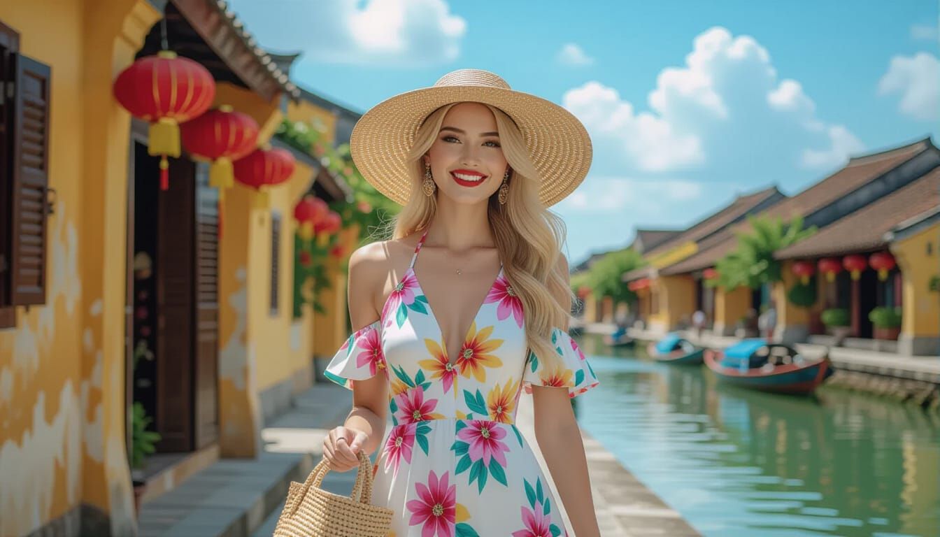 Woman in Hoi An: Photorealistic Vietnamese Portrait