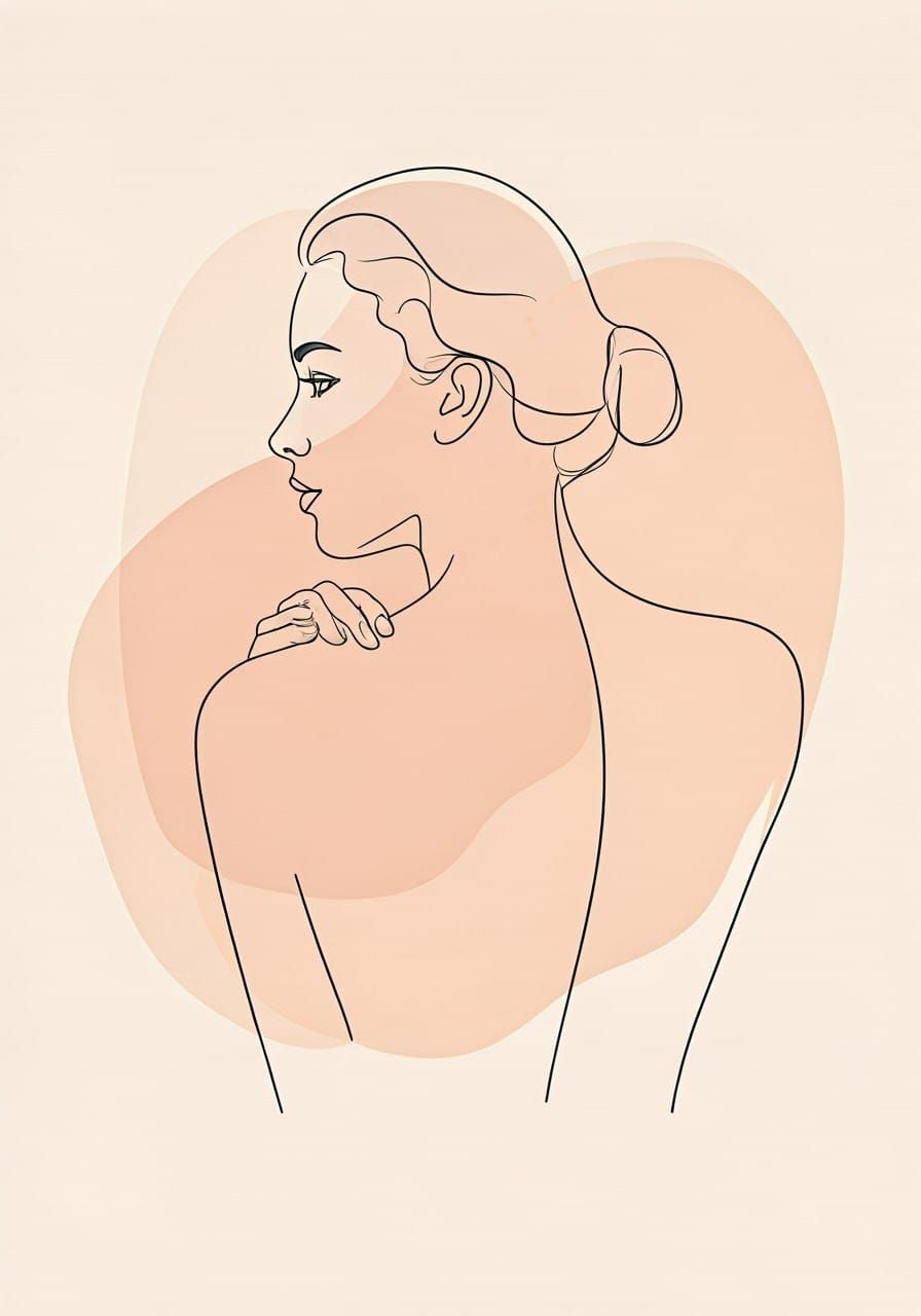 Ethereal Faceless Portrait in Minimalist Line Drawing