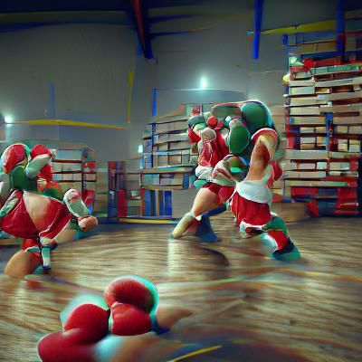 Santa's Elves Kickboxing in 8K 3D