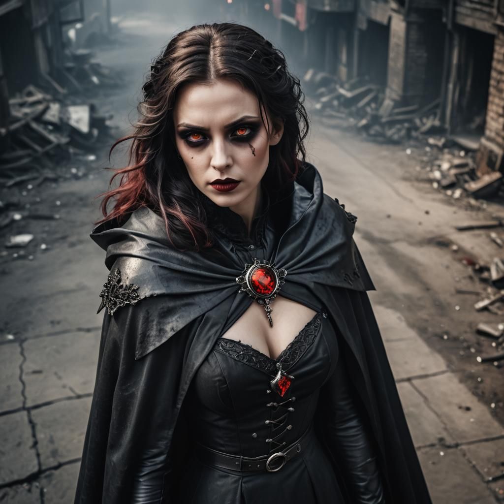 Vampire Woman in Sin City Style Portrait