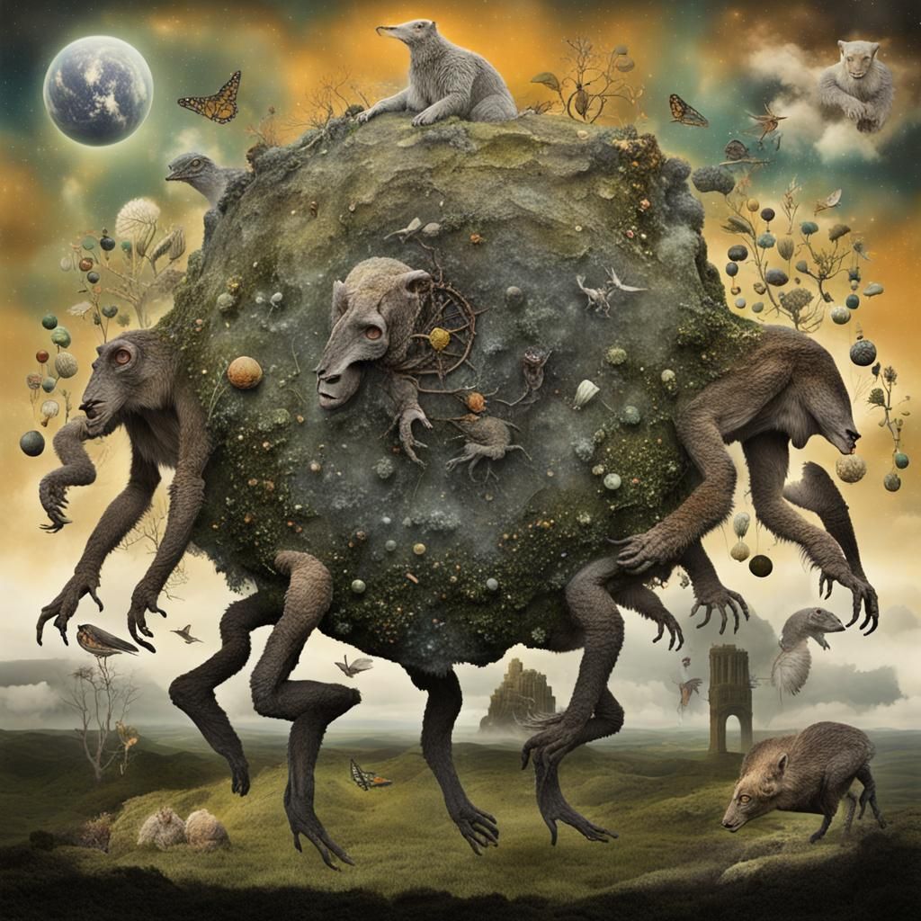 Mystical Creatures Soaring Through Starry Galaxy