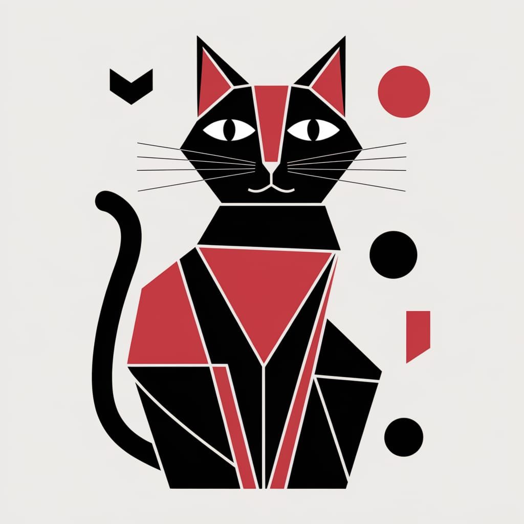 Geometric Abstract Cat in Modern Art Style