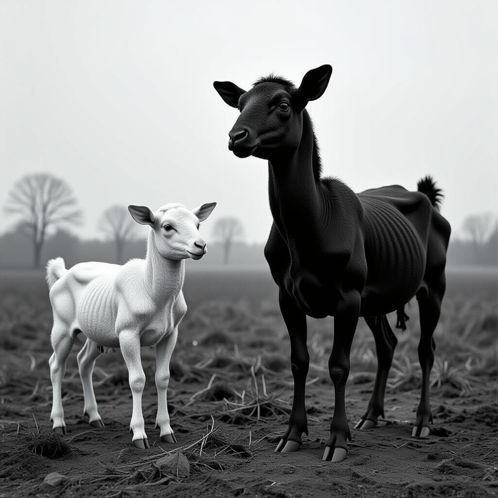 Surreal Mutated Animals in Dreamlike Landscape