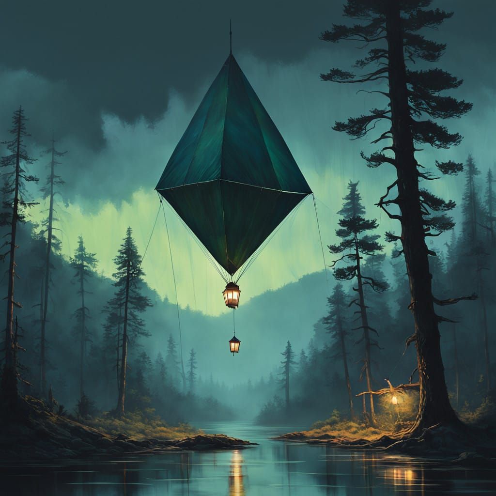 Surreal Glow Illuminates Dark Forest Landscape