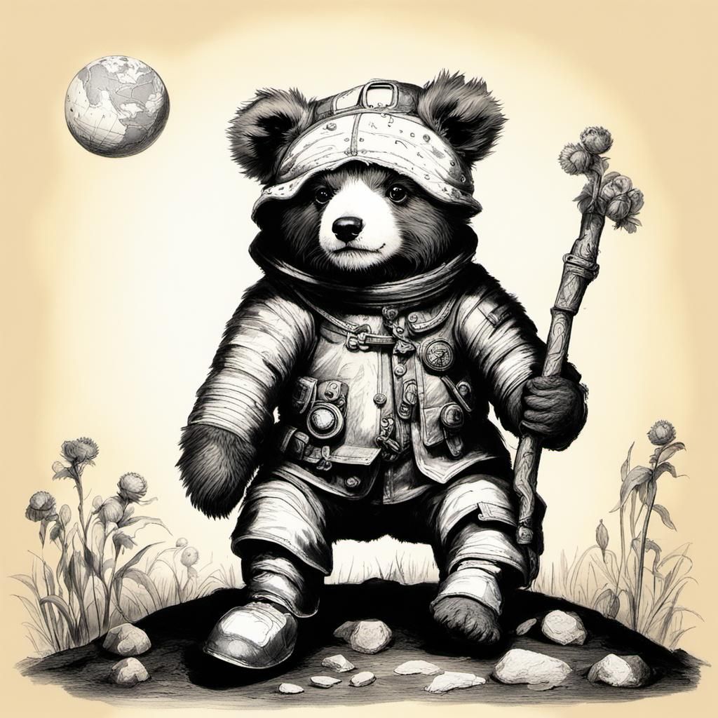Teddy Bear's Surreal Adventure: A Baroque Vision