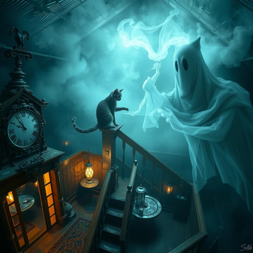 Cat's Epic Adventure in a Haunted Attic