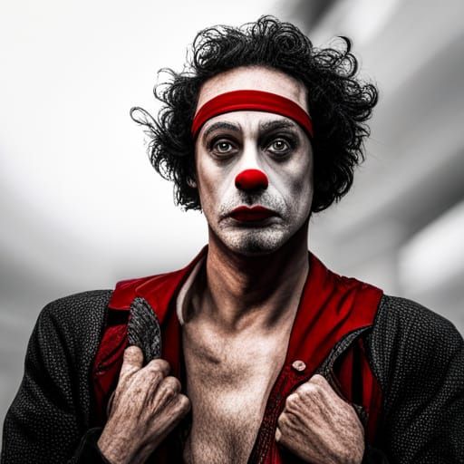 Hyperrealistic Marcel Marceau as Bip the Clown