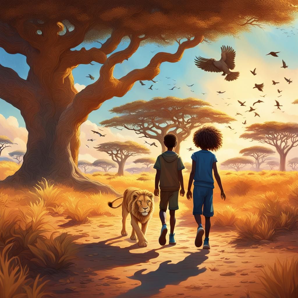 African Savannah Adventure: Detailed Matte Painting