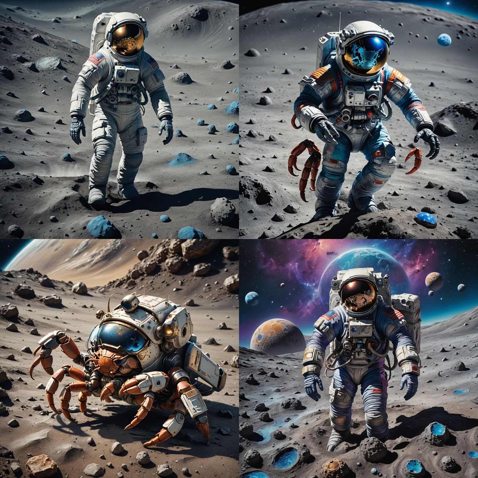 Astronaut Crab Scaling the Moon in Splash Art