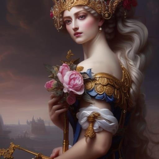 Goddess Hera in Baroque Rococo Style