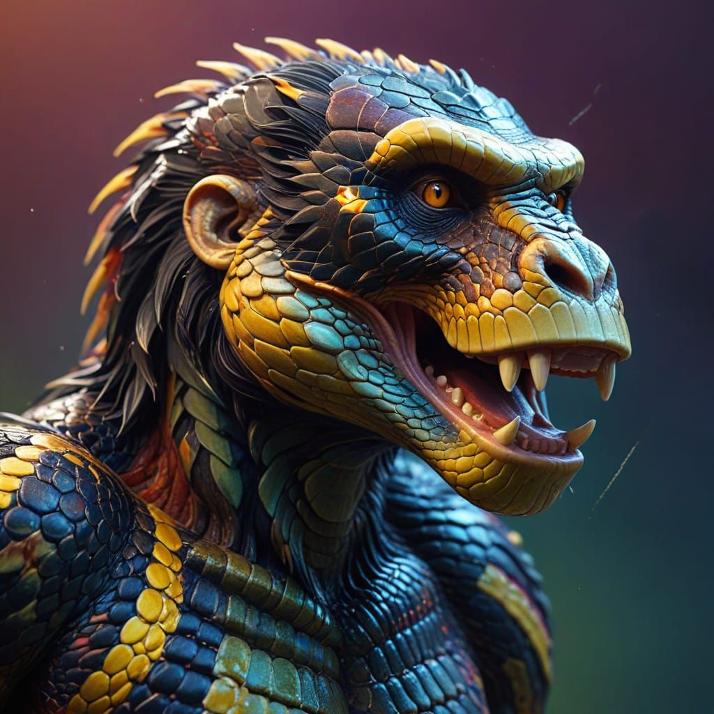 Hyperrealistic Snake-Ape Concept Art