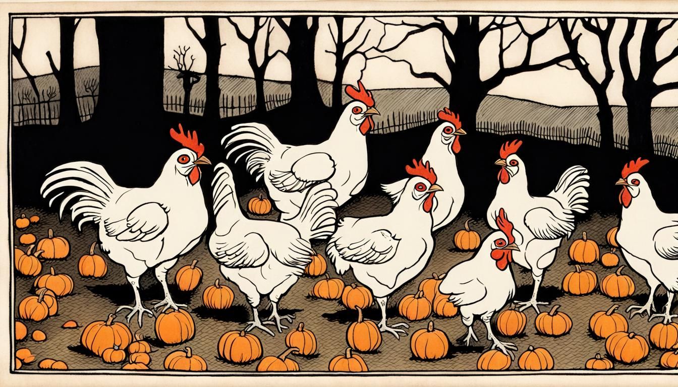 Halloween Chickens in Victorian Gothic Style