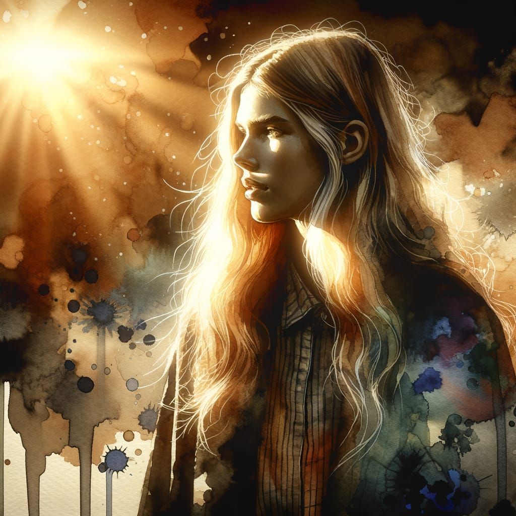 Woman in Golden Light: Hyper-Realistic Noir Ambiance