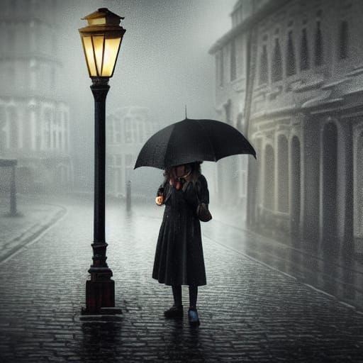 Rainy Day in Nordic Village: Cinematic Digital Art