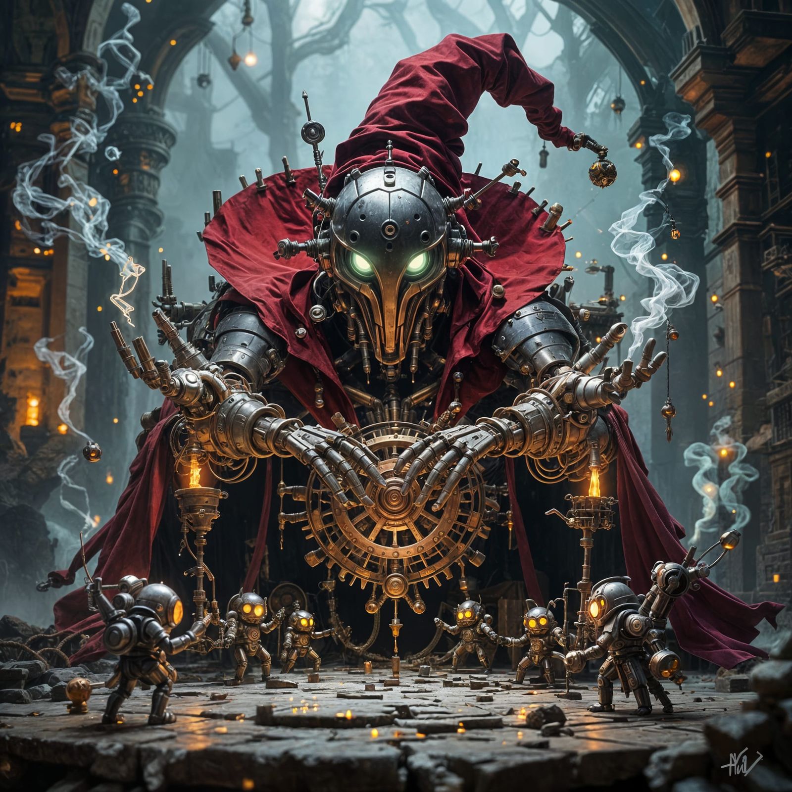 Giant Mechanical Modron Wizard Commands Android Minions