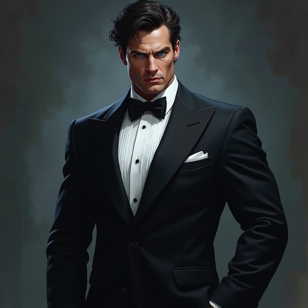 Chiseled Businessman in Tuxedo, Exuding Power and Charisma