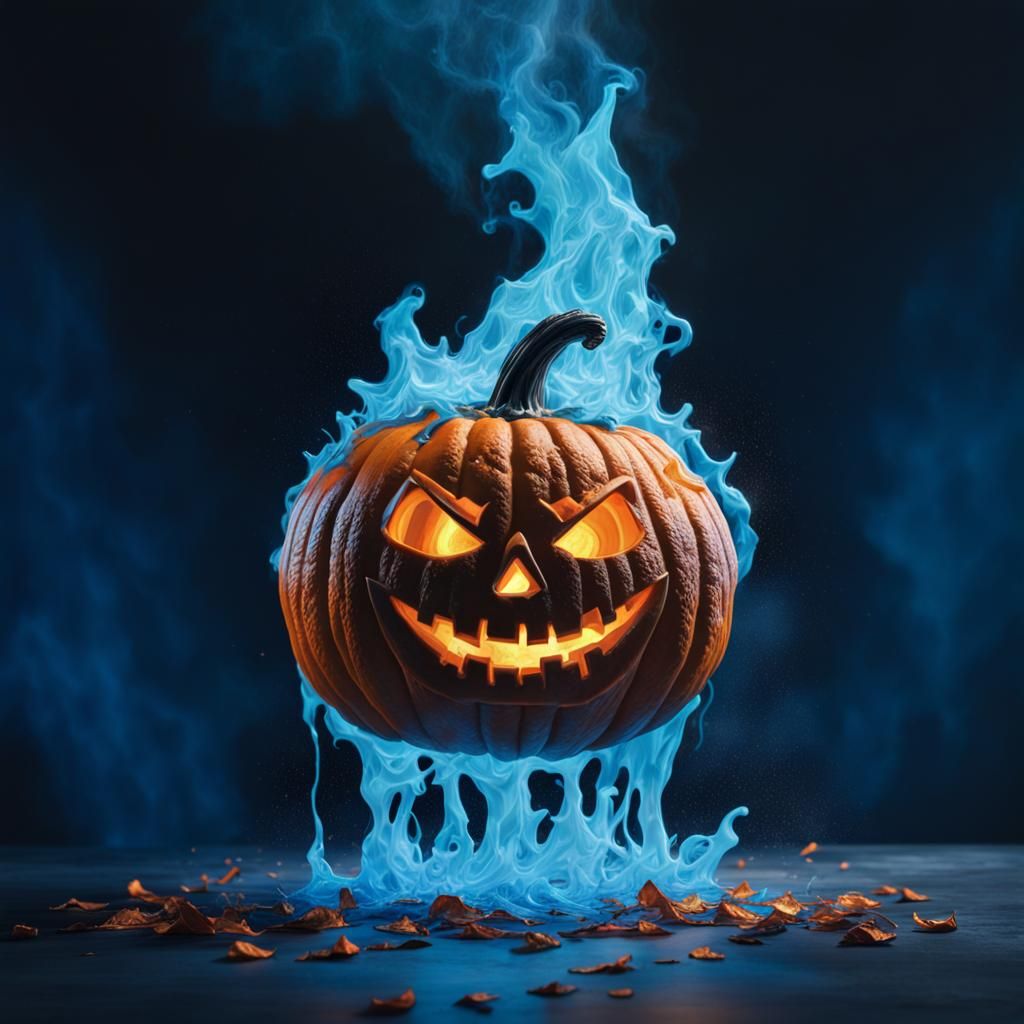 Cursed Jack O'Lantern Emerges from Blue Fire